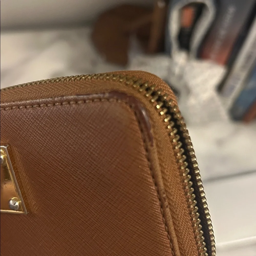 Michael Kors Tan Wallet with Gold Logo Plate